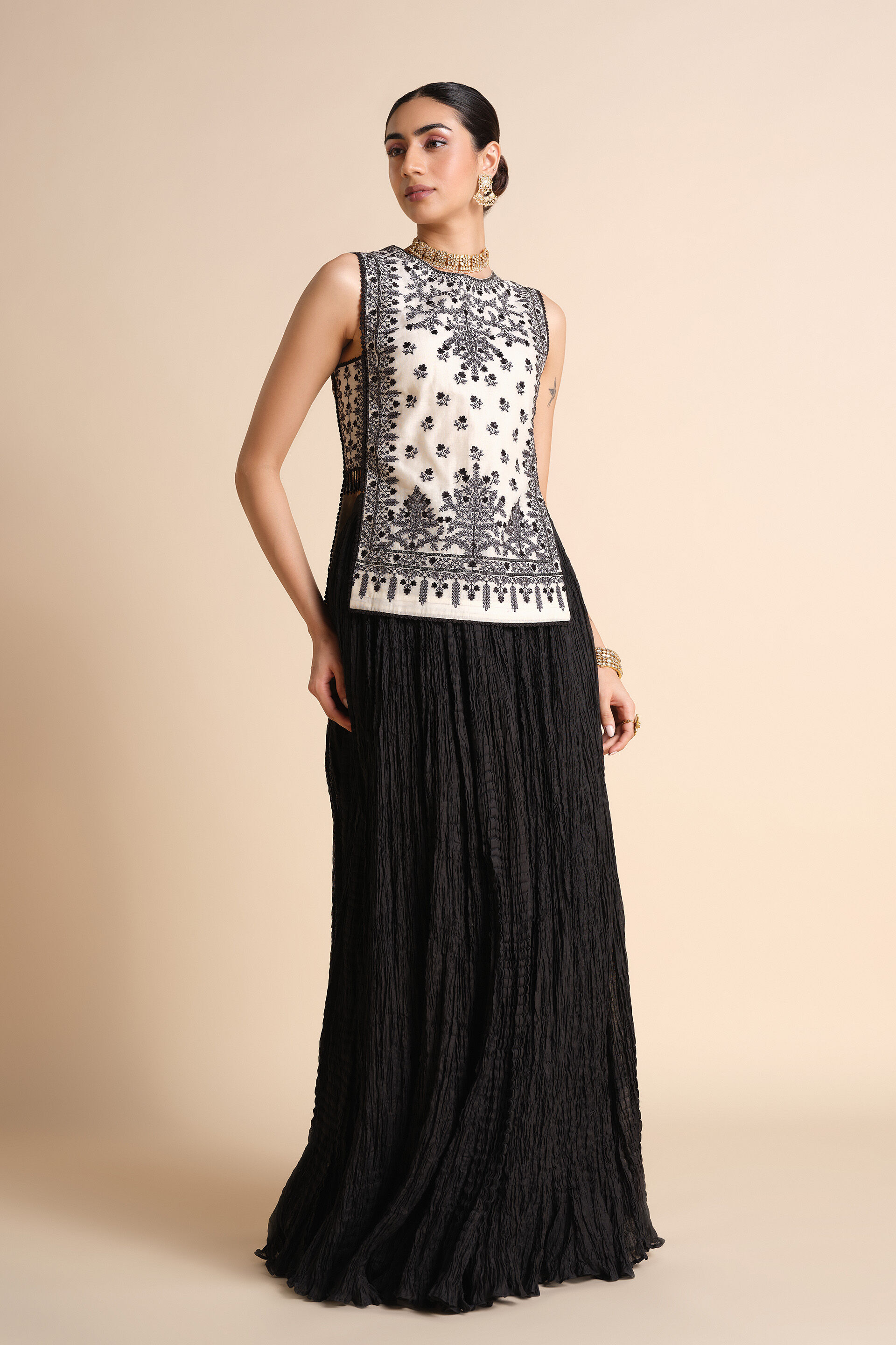 Sawsan Embroidered Skirt Set - White, White, image 8